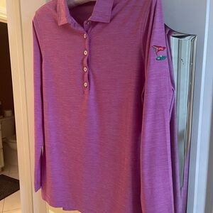 Long Sleeve golf shirt in Heathered Orchid Pink